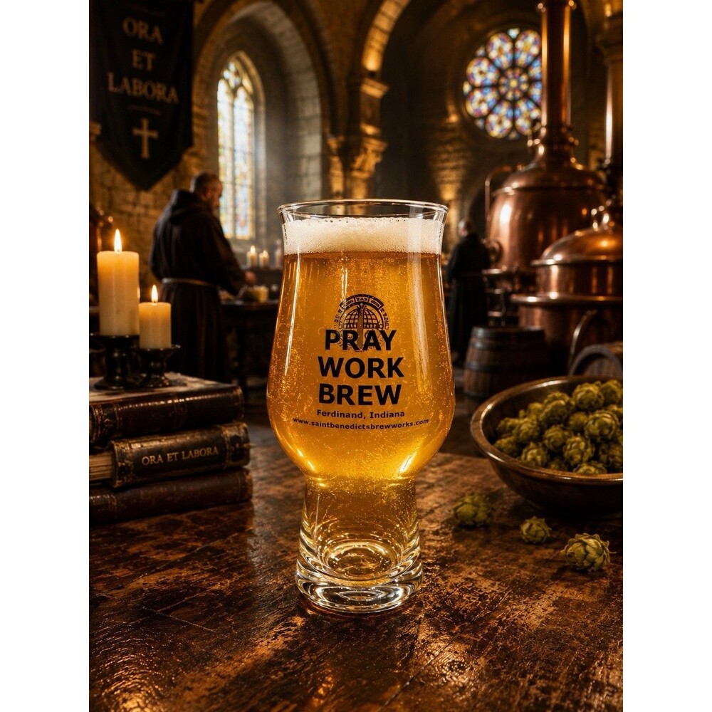 Saint Benedict’s Brew Works Pray Work Brew Craft Beer Teku style glass